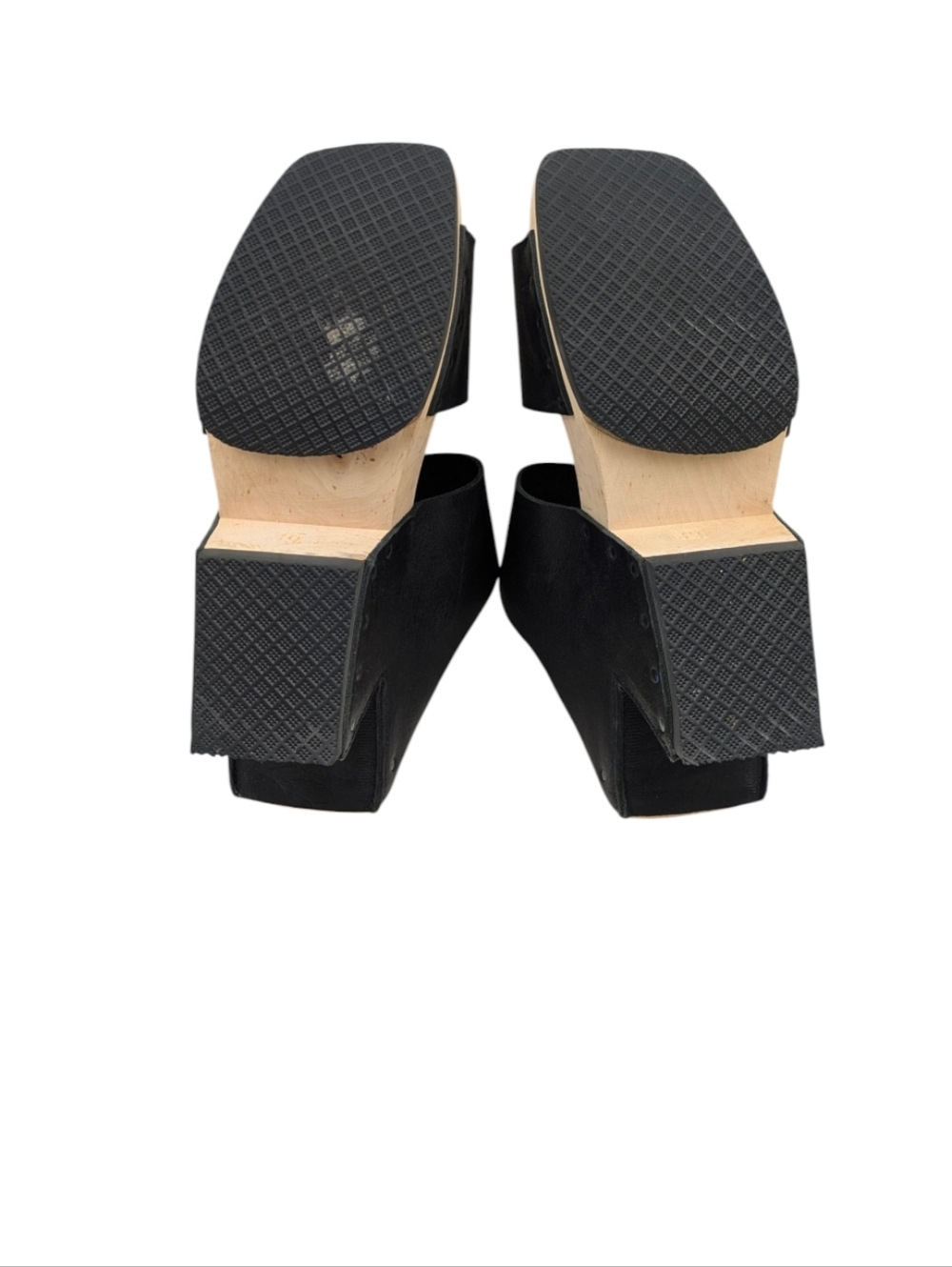 Trippen Bermuda Black Leather Wood Heel Slide Sandals Size 39 US 8 S4092 - Picture 9 of 11